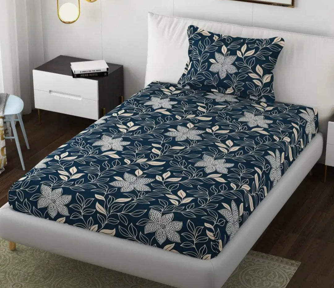 144 TC Cotton Bedsheet Bed with 2 Pillow Covers