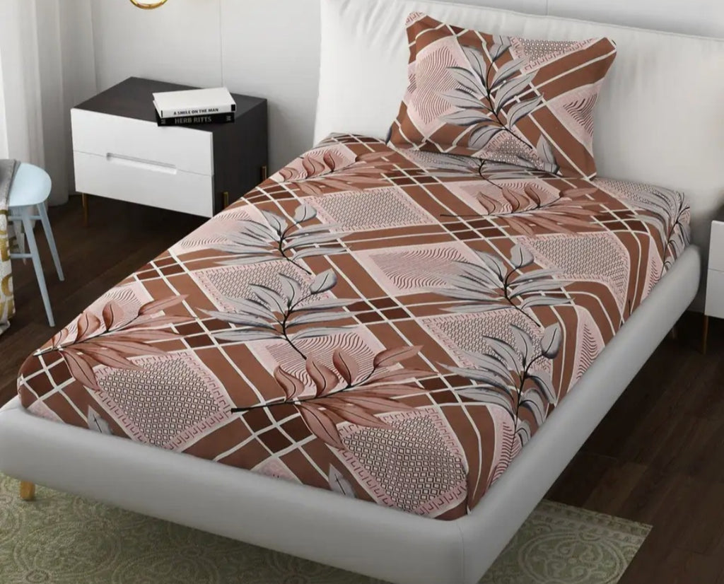 144 TC Cotton Bedsheet Bed with 2 Pillow Covers
