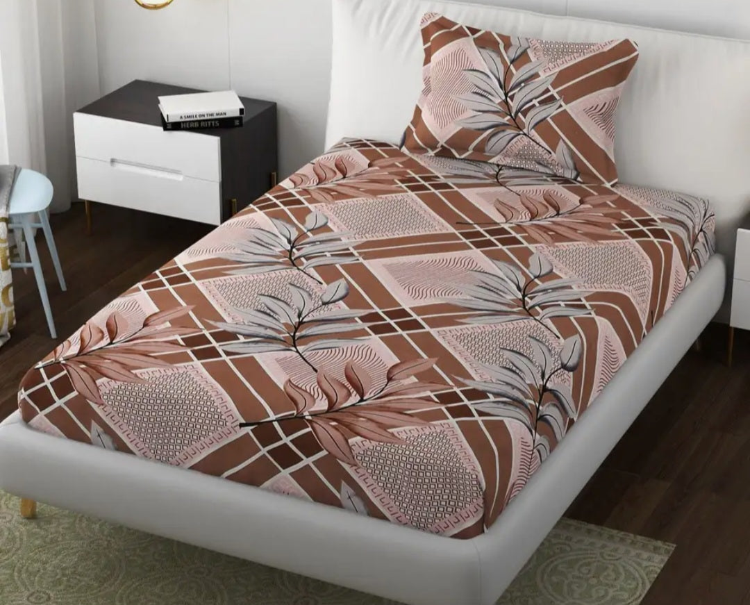 144 TC Cotton Bedsheet Bed with 2 Pillow Covers