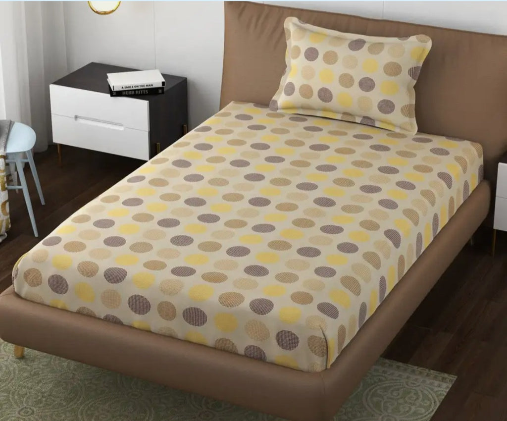 144 TC Cotton Bedsheet Bed with 2 Pillow Covers