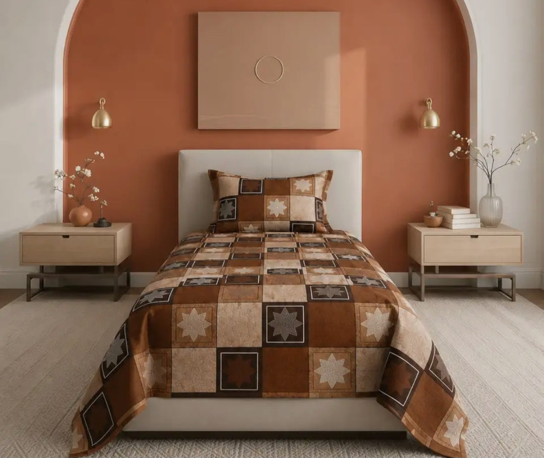 144 TC Cotton Bedsheet Bed with 2 Pillow Covers